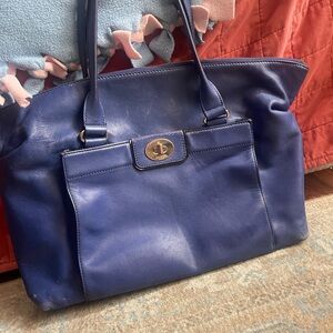 Kate Spade Blue Shoulder Bag with Gold Accents
